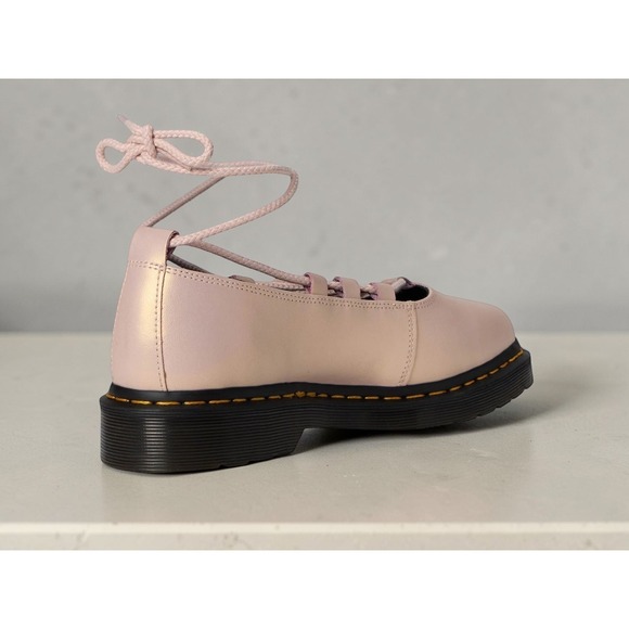 Dr Martens Elphie II Powder Pink Iridescent Leather Ballet Flat Shoes Women's 9 - Picture 5 of 9